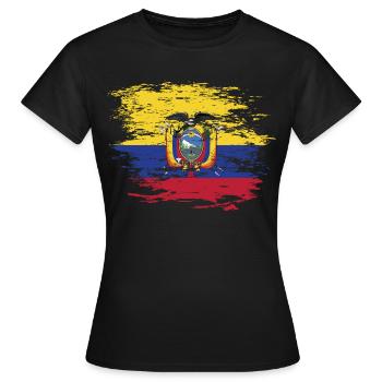 Ecuador Flagge used - Frauen T-Shirt - Schwarz - Vorne - AI Model Female 172 dark (172cm)