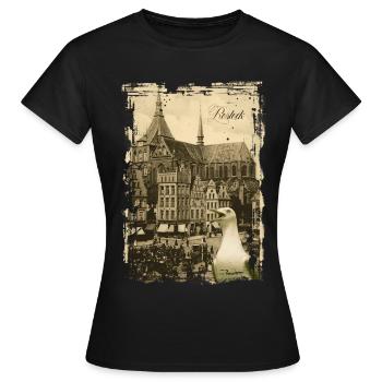 Altes Rostock - Neuer Markt - Frauen T-Shirt - Schwarz - Vorne - AI Model Female 172 dark (172cm)