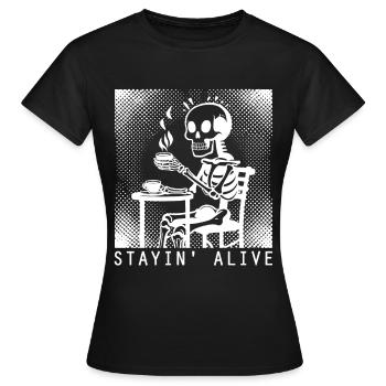 Stayin Alive Barista Coffee - Women's T-Shirt - black - Front - AI Model Female 172 dark (172cm)