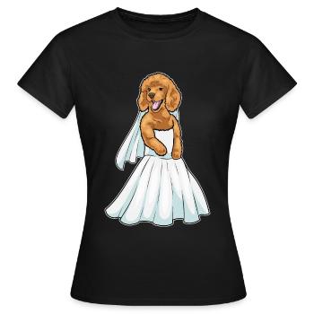 Poodle Bridal Wedding Dress Wedding - Women's T-Shirt - black - Front - AI Model Female 172 dark (172cm)