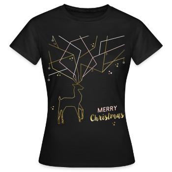 Filigrane de cerf, Joyeux Noël - T-shirt Femme - noir - Devant - AI Model Female 172 dark (172cm)