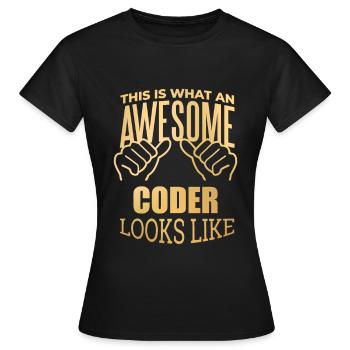 Coding - Women's T-Shirt - black - Front - AI Model Female 172 dark (172cm)