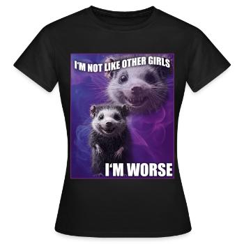 I'm Not Like Other Girls Opossum Possum Meme - Women's T-Shirt - black - Front - AI Model Female 172 dark (172cm)