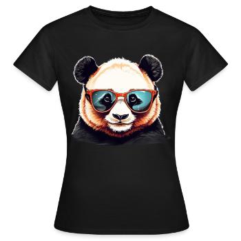 Casual panda head with sunglasses - Women's T-Shirt - black - Front - AI Model Female 172 dark (172cm)