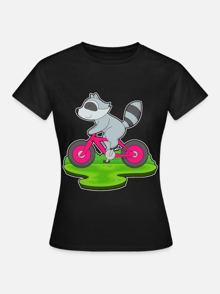 Waschbär Fahrrad - Frauen T-Shirt - Schwarz