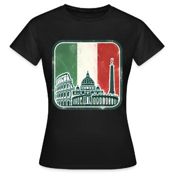 Italian Flag Landmarks Silhouette - Women's T-Shirt - black - Front - AI Model Female 172 dark (172cm)