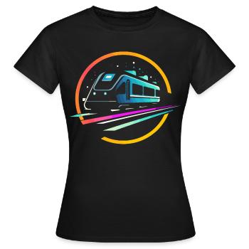 Bande dessinée Train - T-shirt Femme - noir - Devant - AI Model Female 172 dark (172cm)
