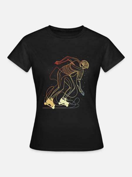 Retro Roller Skater - Frauen T-Shirt - Schwarz