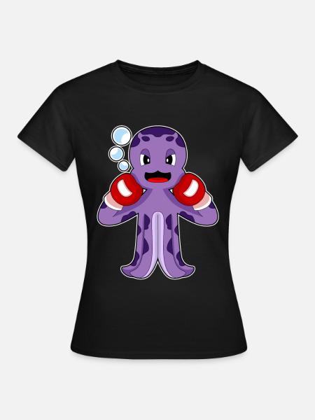 Krake Boxer Boxhandschuhe Boxen - Frauen T-Shirt - Schwarz