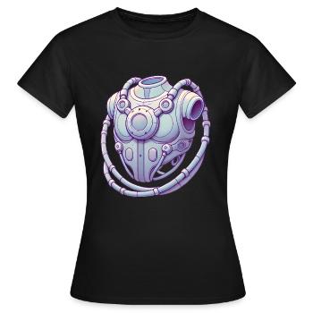 Futuristic Chest Device Graphic Tee - Women's T-Shirt - black - Front - AI Model Female 172 dark (172cm)