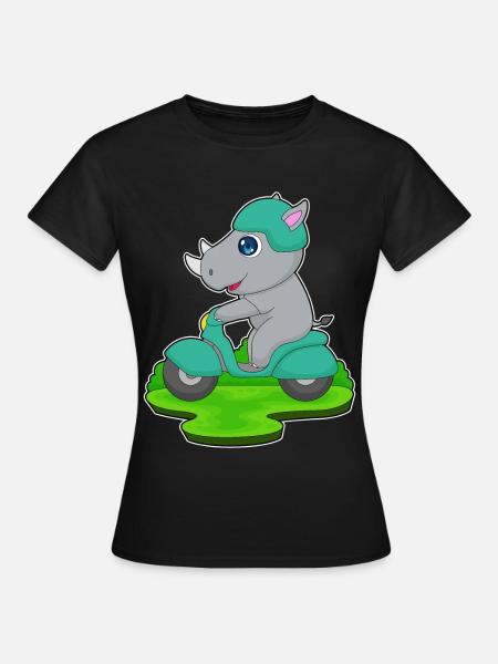 Nashorn Motorroller - Frauen T-Shirt - Schwarz