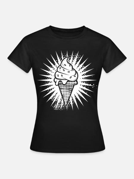 Eistüte Zeichnung - Frauen T-Shirt - Schwarz