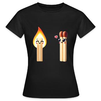 Conception ludique d’amis allumettes - T-shirt Femme - noir - Devant - AI Model Female 172 dark (172cm)