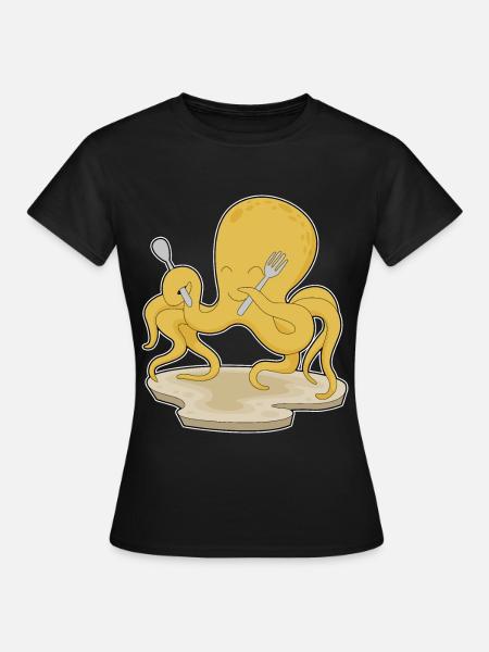 Krake Besteck Kochen Küche - Frauen T-Shirt - Schwarz