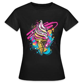 Taches de peinture de cornet de crème glacée - T-shirt Femme - noir - Devant - AI Model Female 172 dark (172cm)