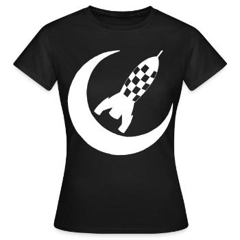 Fusée blanche et demi lune - T-shirt Femme - noir - Devant - AI Model Female 172 dark (172cm)