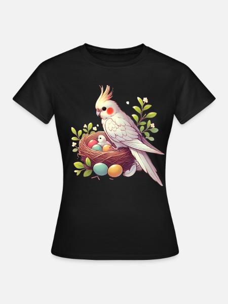 Nymphensittich-Nest mit Eiern Illustration - Frauen T-Shirt - Schwarz