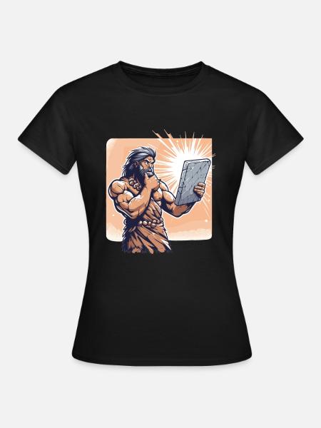 Ideenfindung Idee Höhlenmensch Steintafel Geschenk - Frauen T-Shirt - Schwarz