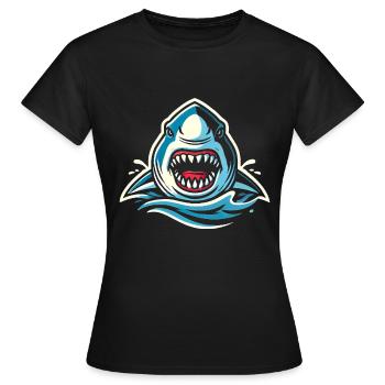 Heftiger Haibiss IllustrationHeftiger Haibiss I - Frauen T-Shirt - Schwarz - Vorne - AI Model Female 172 dark (172cm)