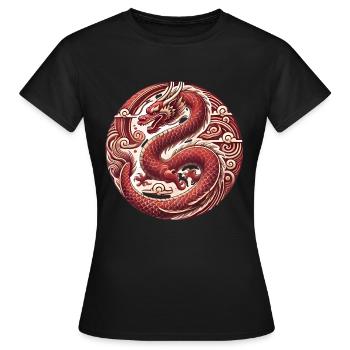 Vietnamesisches Neujahrs-Drachen-Abzeichen - Frauen T-Shirt - Schwarz - Vorne - AI Model Female 172 dark (172cm)