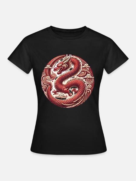 Vietnamesisches Neujahrs-Drachen-Abzeichen - Frauen T-Shirt - Schwarz