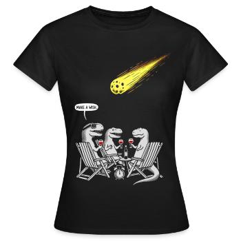 Dinosaurier Dinner Party mit schießendem Kometen - Frauen T-Shirt - Schwarz - Vorne - AI Model Female 172 dark (172cm)