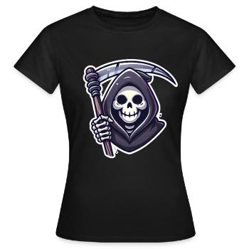 Sensenmann Lächelnde Sense Illustration - Frauen T-Shirt - Schwarz - Vorne - AI Model Female 172 dark (172cm)