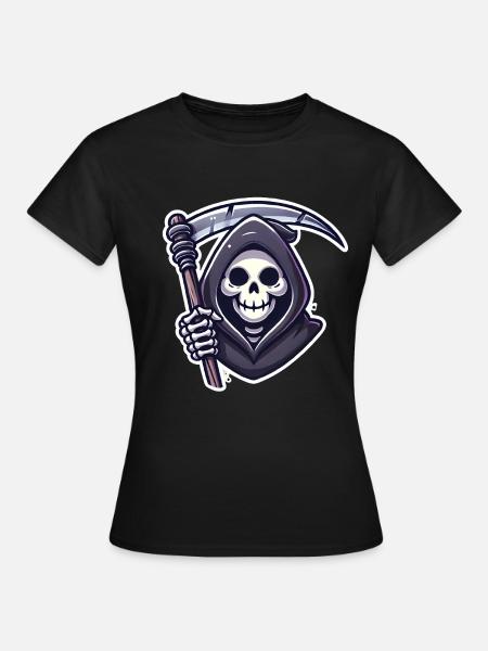 Sensenmann Lächelnde Sense Illustration - Frauen T-Shirt - Schwarz