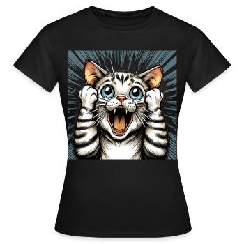 Shocked Cat Cats Gift - Women's T-Shirt - black - Front - AI Model Female 172 dark (172cm)
