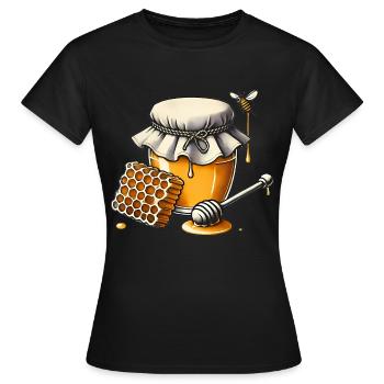 Rustikales Honigglas mit tropfender Wabe - Frauen T-Shirt - Schwarz - Vorne - AI Model Female 172 dark (172cm)