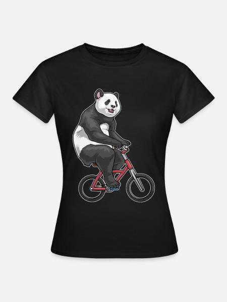 Panda Fahrrad - Frauen T-Shirt - Schwarz