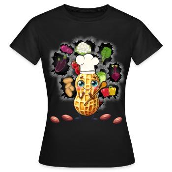 Erdnuss Koch Köche Köchin Gemüse Vegetarisch - Frauen T-Shirt - Schwarz - Vorne - AI Model Female 172 dark (172cm)