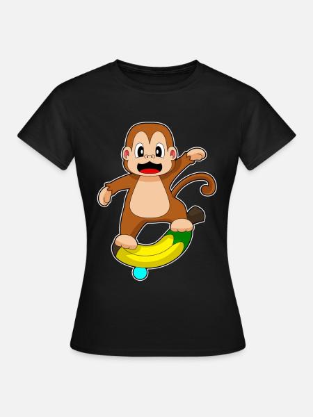 Affe Banane  - Frauen T-Shirt - Schwarz