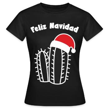 feliz navidad frohes fest Kaktus Weihnachtsmütze - Frauen T-Shirt - Schwarz - Vorne - AI Model Female 172 dark (172cm)
