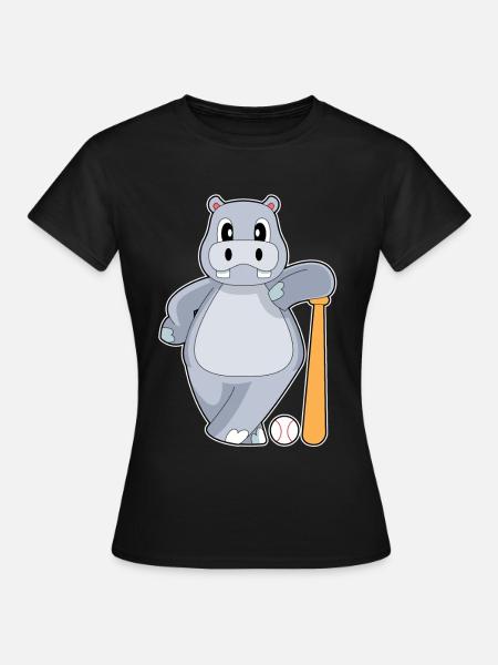 Nilpferd Baseball Baseballschläger - Frauen T-Shirt - Schwarz