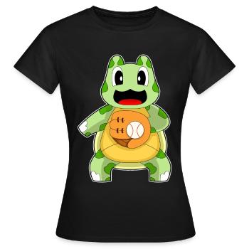 Gant de baseball Turtle - T-shirt Femme - noir - Devant - AI Model Female 172 dark (172cm)