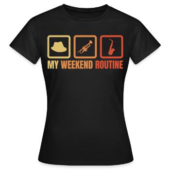 Routine du week-end du trompettiste - T-shirt Femme - noir - Devant - AI Model Female 172 dark (172cm)