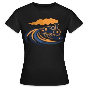 Lokomotive 90er Look - Frauen T-Shirt - Schwarz - Vorne - AI Model Female 172 dark (172cm)