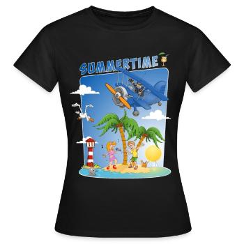 Image d’été colorée et joyeuse - T-shirt Femme - noir - Devant - AI Model Female 172 dark (172cm)
