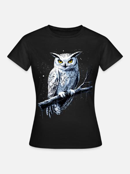 Eule Schleiereule Kauz Uhu Owl Süße Eulen - Frauen T-Shirt - Schwarz
