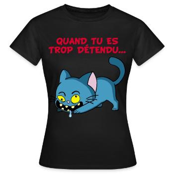 Chat manga détendu - T-shirt Femme - noir - Devant - AI Model Female 172 dark (172cm)