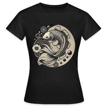 Koi Fish Harmony Design - T-shirt Femme - noir - Devant - AI Model Female 172 dark (172cm)