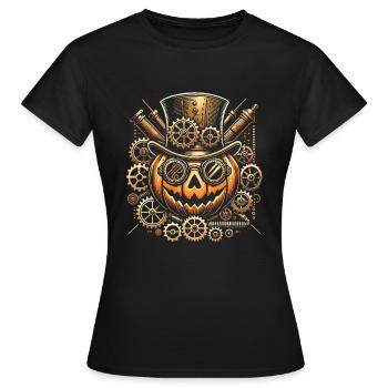 Steampunk Kürbis Halloween Ausrüstung - Frauen T-Shirt - Schwarz - Vorne - AI Model Female 172 dark (172cm)