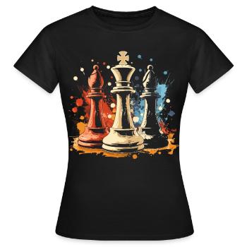 Graffiti de l’évêque et du roi des échecs - T-shirt Femme - noir - Devant - AI Model Female 172 dark (172cm)
