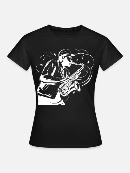 Saxophonist Skizze - Frauen T-Shirt - Schwarz