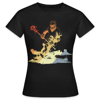 Vintage Lacrosse Spieler - Frauen T-Shirt - Schwarz - Vorne - AI Model Female 172 dark (172cm)
