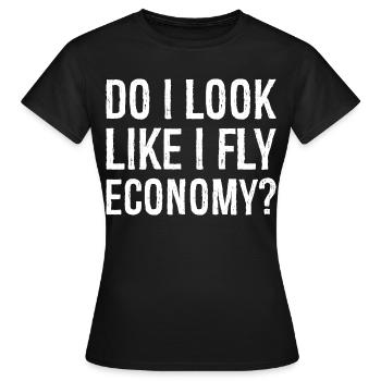 est-ce que j’ai l’air de voler en classe économique - T-shirt Femme - noir - Devant - AI Model Female 172 dark (172cm)