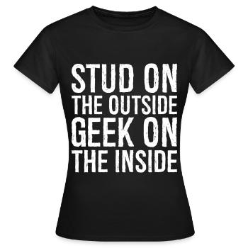 Goujon à l’extérieur Geek à l’intérieur - T-shirt Femme - noir - Devant - AI Model Female 172 dark (172cm)