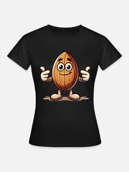 Divertente Almond Cartoon Milk Joke Design - T-shirt dam - svart