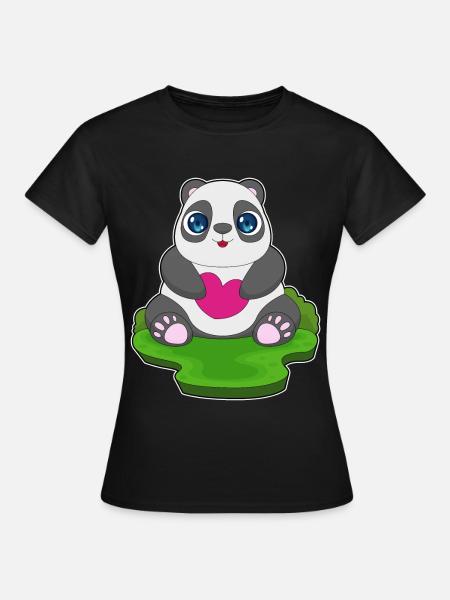 Panda Herz - Frauen T-Shirt - Schwarz